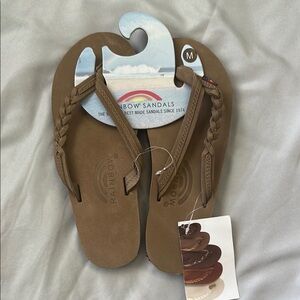 Women’s Medium Rainbow Sandals Braid Brown Flip Flops